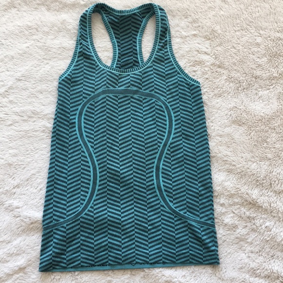 LULULEMON Swiftly Tech Heathered Blue Tropics Tank - Picture 2 of 5